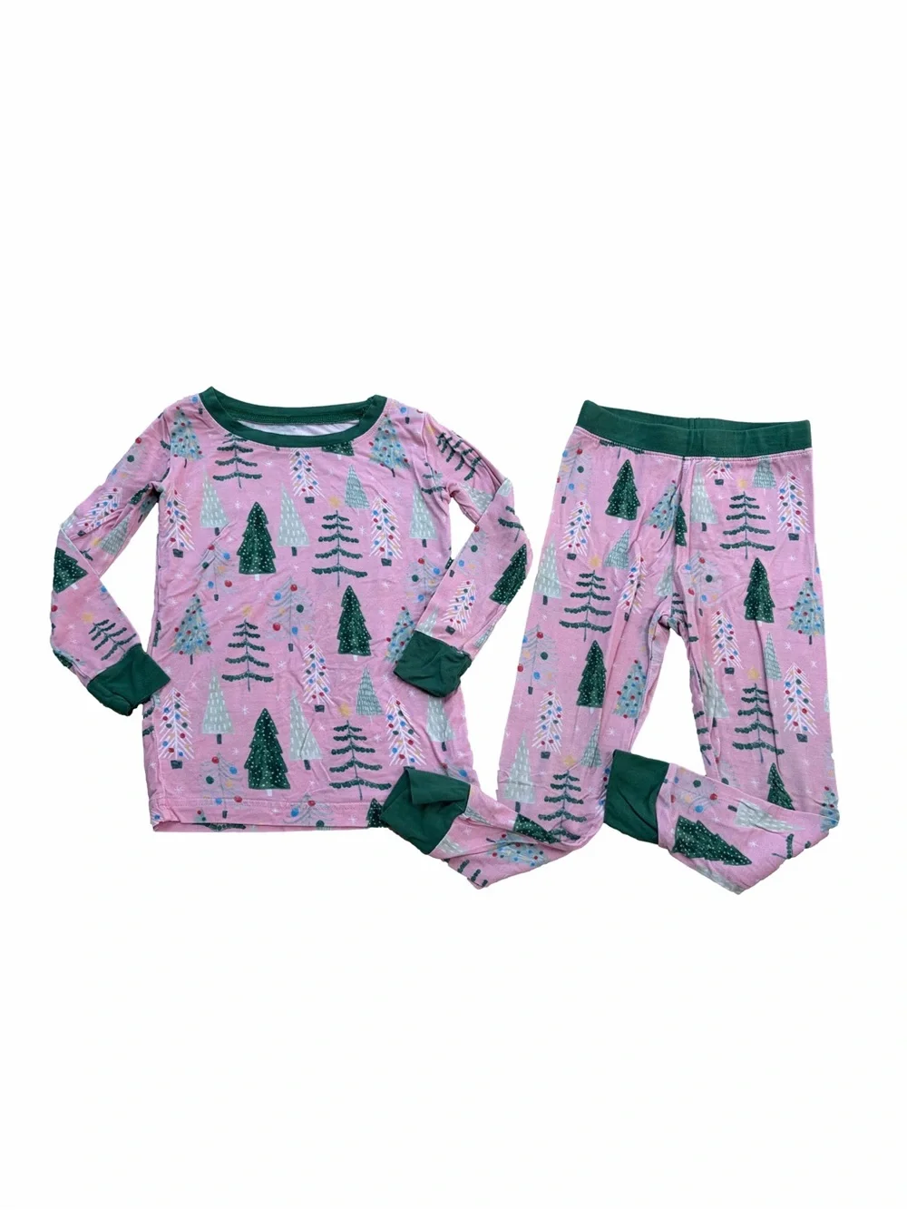 Little Sleepies Size 18-24 Months Pink Twinkling Trees Christmas Bamboo Pajamas